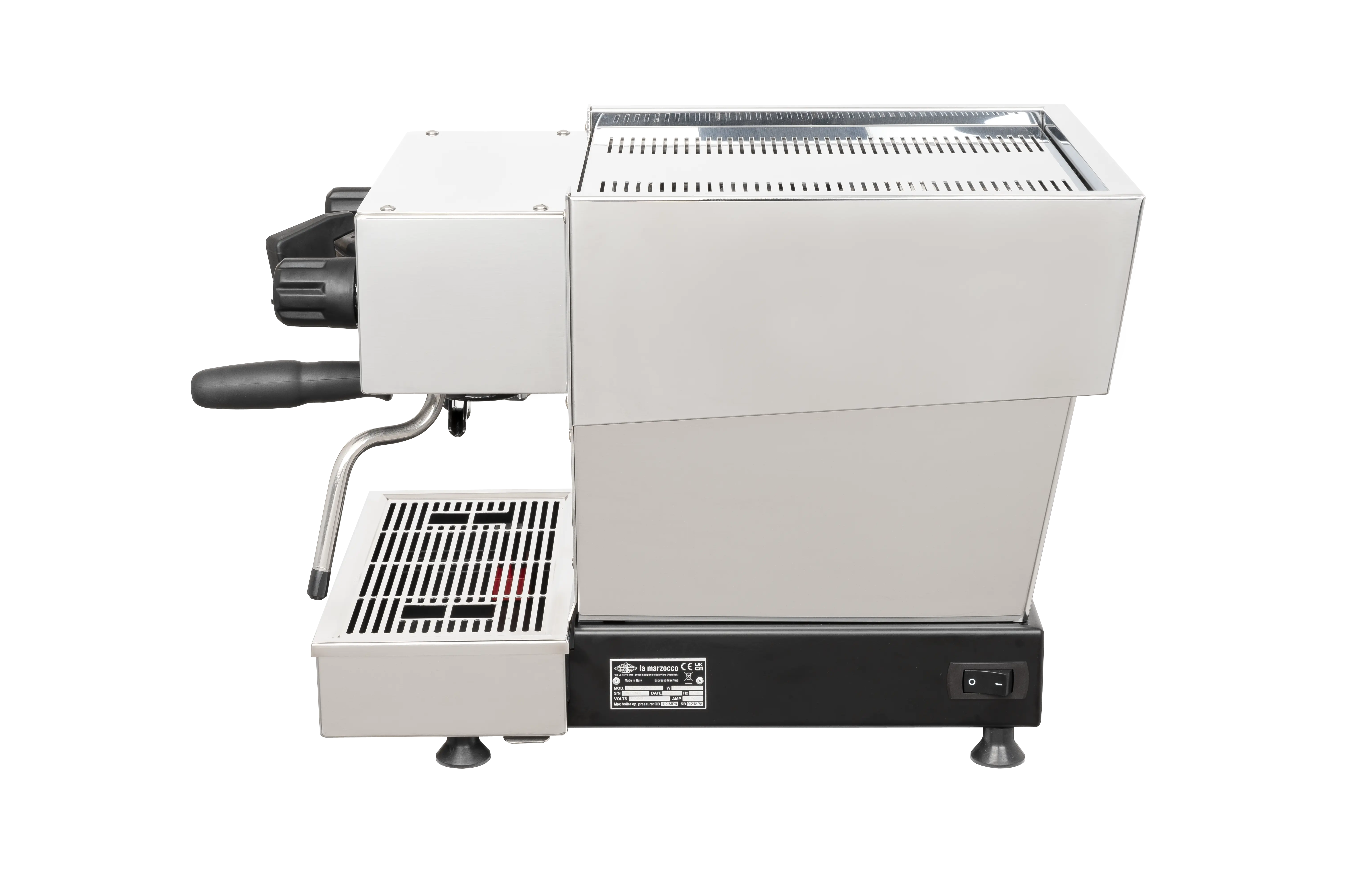 La Marzocco Linea Mini R Edelstahl von der Seite