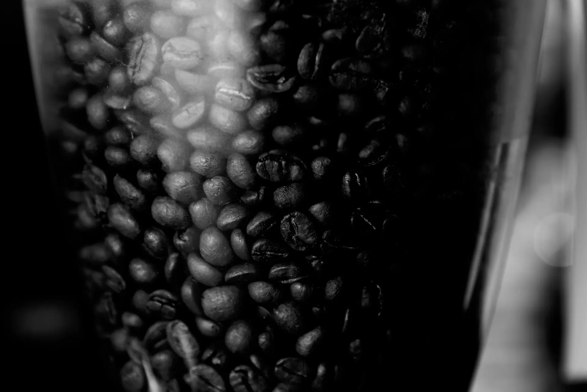 Espressobohnen in Mühlentrichter