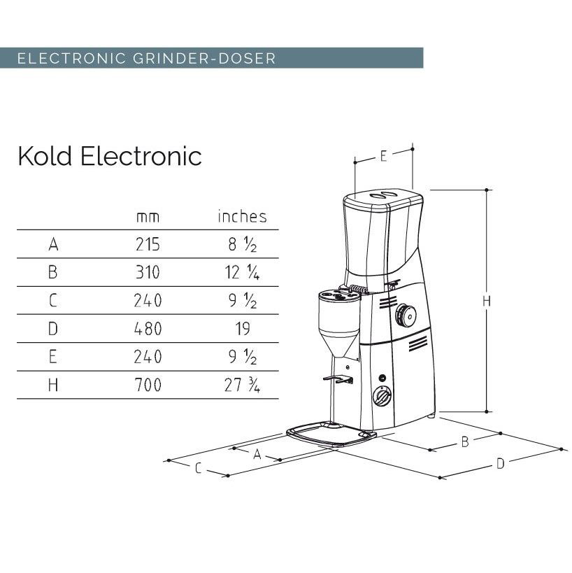 Mazzer Kold Electronic - Maße