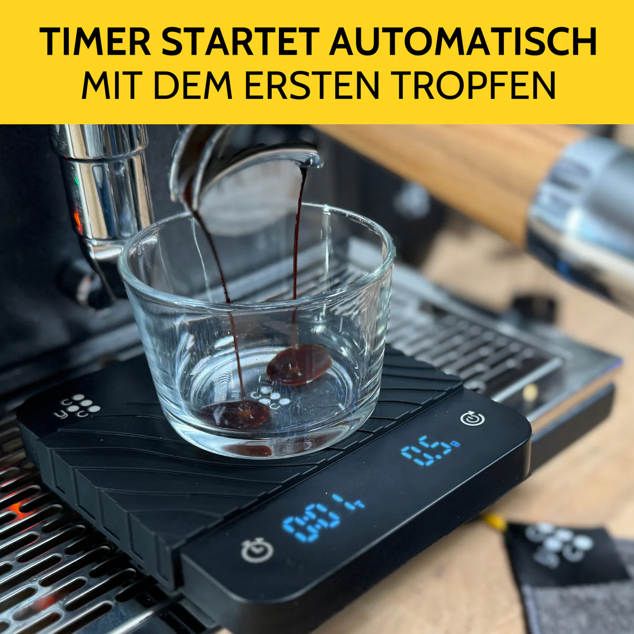 Coyooco Kaffeewaage Timer startet automatisch